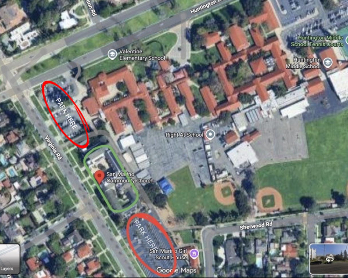 Aerial map of San Marino Community Church